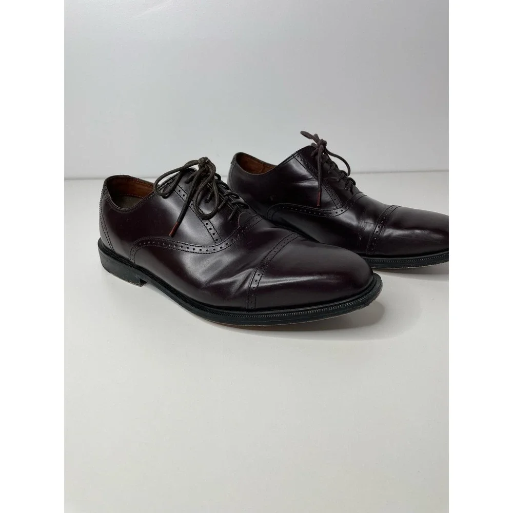 Rockport Mens Burgundy Leather Cap Toe Oxford Dress Shoes Dark Academia 11 W